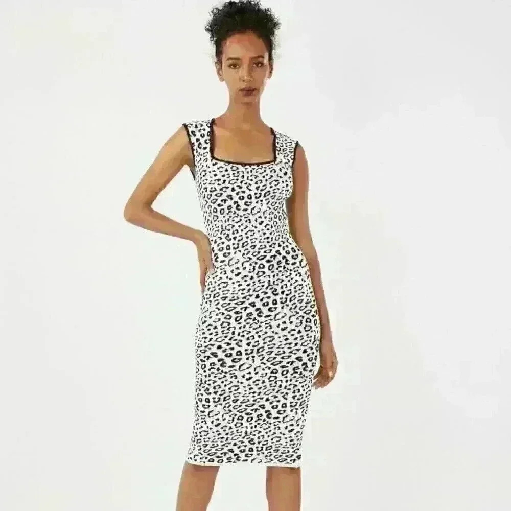 BCBGMAXAZRIA Ladies Night Out Ruby Leopard Bodycon Cocktail Dress White NWT sz S